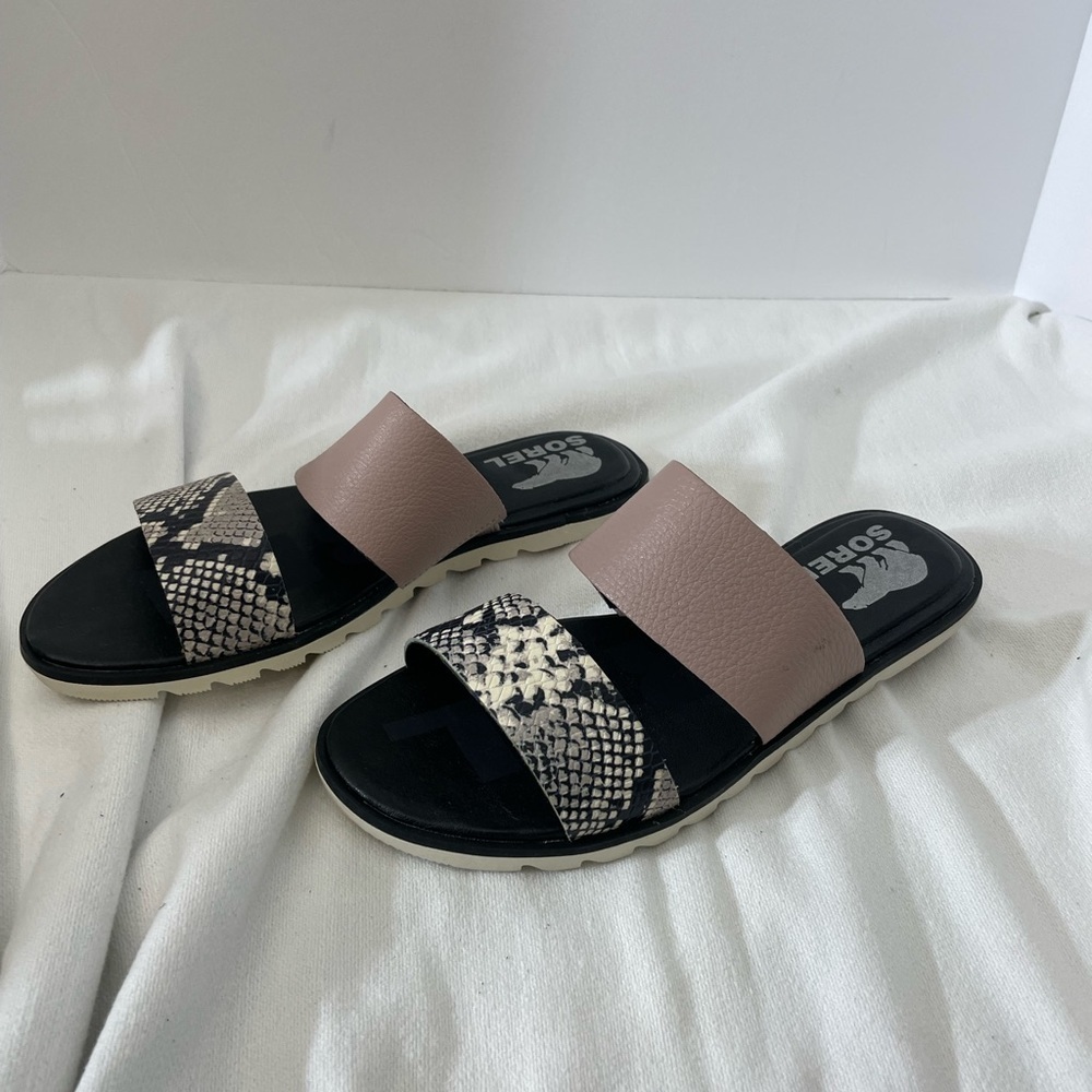Sorel Ella II Snake Print Slide Sandals Women's Size 6
